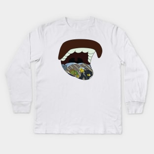 George Washington's Reflection on Hans Sprungfeld's Silver Tongue Kids Long Sleeve T-Shirt